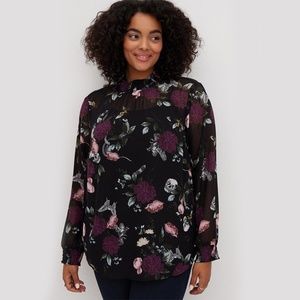 Torrid Chiffon Smocked Mock Neck Blouse